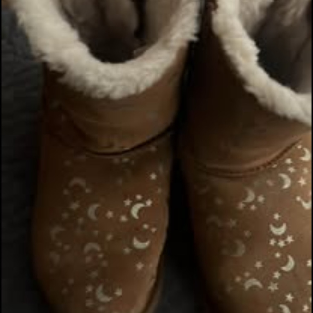 UGG Brown Ankle Boots with Star and Moon Design